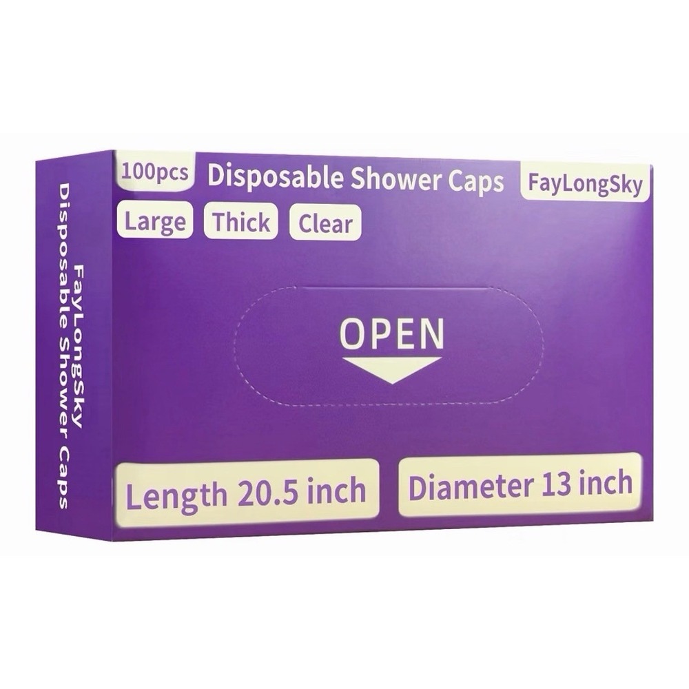100 Disposable Shower Caps for Women's & Men's 100 pcs 20.5 Inch Large Clear